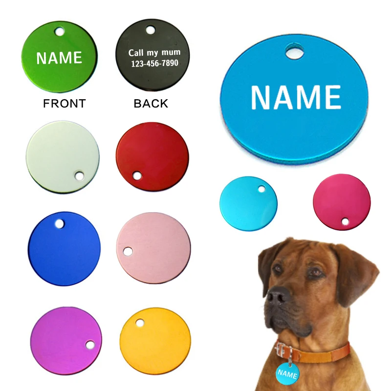 9pcs 25mm Simplu Personalizate Câine Tag-ul Nume Personalizat Rotund Dog Tag Gulere pentru animale de Companie de Identitate Tag-ul Anti-a pierdut Colier Accesorii pentru animale de Companie - 0