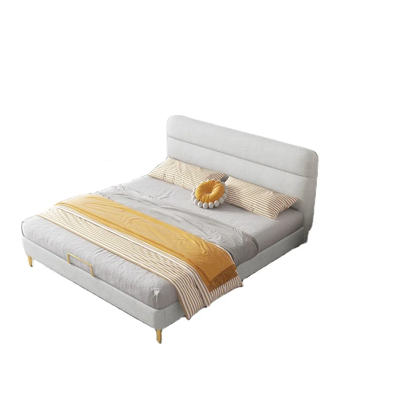 Alb simplu design dormitor set de mobilier de Dormitor cu Pat Seturi de lux king size de stocare paturi - 0