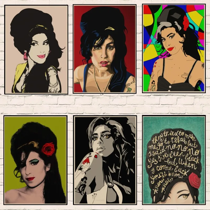 Cantareata de muzica Amy Winehouse Poster hârtie kraft print tablou retro poster de perete decor acasă Poster art cameră decor decor de perete - 0