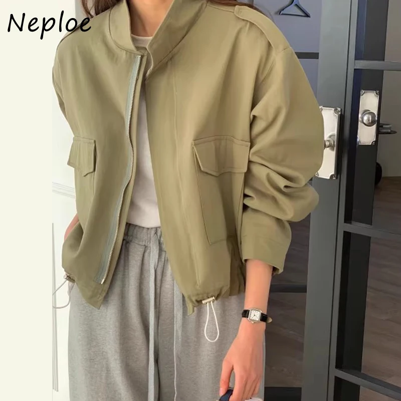 Neploe Retro Stil Hong Kong Sta Gat Fermoar Design 2023 Femei Toamna Elegante, Lejere Casual Versatil, Cu Mâneci Lungi Sacou Scurt - 0