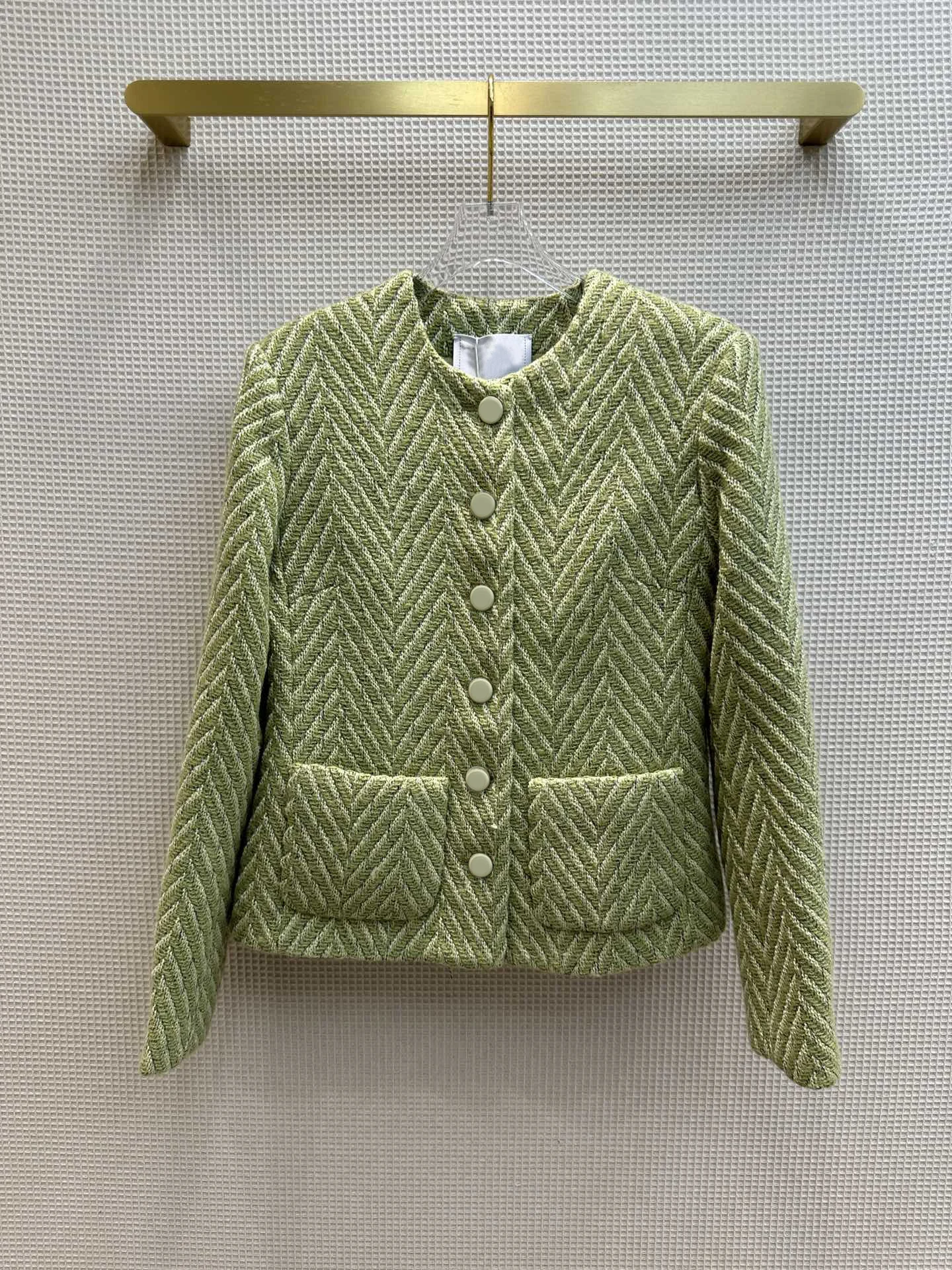 Noul tweed gât haina verde pentru toamna devreme dezvăluie un elegant și grațioasă coat9.4 - 0