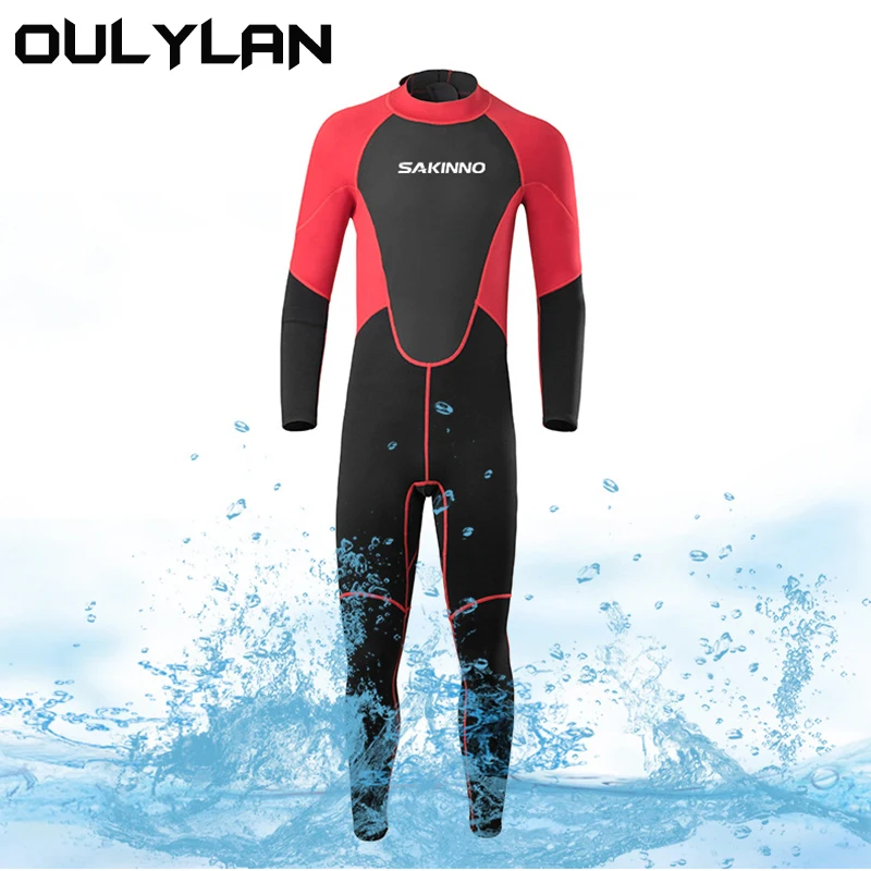 Oulylan Costum întreg de Oameni 3mm Costum de scafandru din Neopren, Surfing, Scufundări, Snorkelling Mâneci Lungi Zip Spate Termică costum de Baie Snorkeling - 0