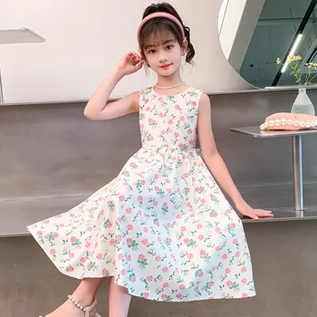 Coreea de Îmbrăcăminte pentru Copii 2023 Vara Rochie dintr-O bucata Rochie Roz Pufos Rochie Copii Sundress Rochia Fete de Moda de Îmbrăcăminte