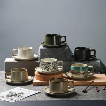Ceramica set de ceasca cafea, comerciale Japoneze cana ceramica de înaltă calitate din lapte de magazin de ceai ceașcă, grosier ceramice ceașcă și farfurie