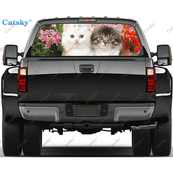 Animale pisica drăguț auto Fereastră Decal Autocolant Grafice Decorative din PVC Camion Autocolant Perforat Vinil Universal Autocolant