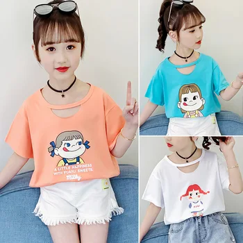2023 Coreea de Vară pentru Copii T-shirt Girl Haine Casual din Bumbac Imbracaminte de Bumbac Imprimare de Top cu Maneci Scurte O-Gât Haine pentru Copii