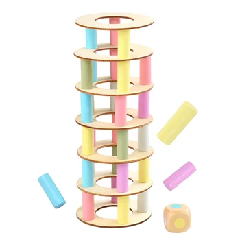 Lemn Rainbow Tower Copii Jucarii Colorate Stivuire Blocuri Pisa Turnul Echilibru Jucarii Montessori Jocuri Puzzle Cadouri Pentru Copii