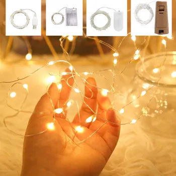 Baterie de Lumini de Vacanță de Basm Lumini LED Sârmă de Cupru Lumini Dormitor Șir de Lumini 1-10M Petrecere de Nunta Lumină Decor de Crăciun