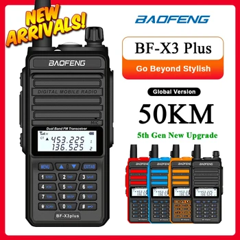 Două Fel de Radio BaoFeng X3-Plus Walkie Talkie cu Rază Lungă de 50 km Tri-band Impermeabil UHF/VHF de Emisie-recepție 76-108MHz Transmițător Radio