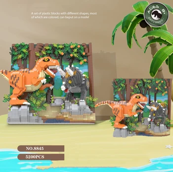 Desene animate Dinosaur Viața Blocuri Cadru de Imagine Asamblate Model 3D Puzzle Cărămizi Jucarii Home Decor Pentru Copii Cadou de Crăciun