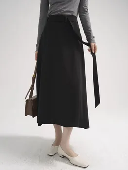 Femei Stil de Design Midlength Fuste 2023 Noi Navetiști Negru Casual Femei Estetice Jumătate Fusta de Moda Streetwear Jumătate de Rochie
