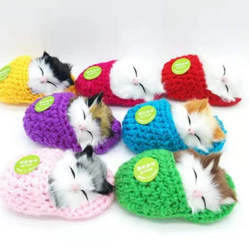 Simulare Mini Drăguț Pisici de Pluș cu Sunet Copii Cadouri Creative Imitație Cat Ornamente Decor Acasă Consumabile