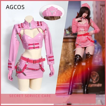 AGCOS Design Original Asistenta Cyber Punk Cosplay Costum Femeie de Serviciu Secret asistent medical Uniforme Sexy Fusta din Piele Cosplay