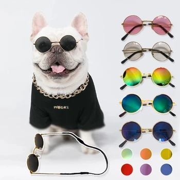 Minunat Vintage Rotund Pisica ochelari de Soare Reflexia Ochilor purtați ochelari De Mic Câine Pisică Fotografii de animale de Companie animale de Companie de Produse elemente de Recuzită, Accesorii