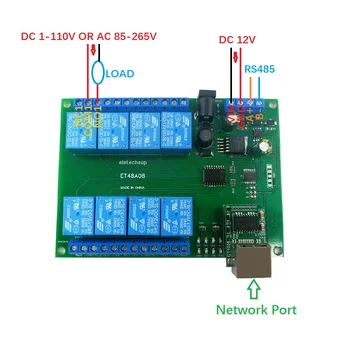 2 ÎN 1 8Ch Ethernet/RS485 Releu Modul Modbus RTU Slave TCP/IP UART controler de Rețea Comutator de Bord 12V DC