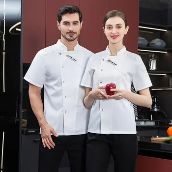 Chef Uniformă cu Mânecă Scurtă, Haine de Vară Hotel Bucătar Uniforma Bucatar Uniformă Grătar, Restaurant Bărbați și Femei Cateri