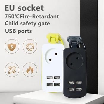 UE Plug prelungitor Cu 4 USB Portabil Extensie Soclu Plug 1,5 m Cablu de Alimentare AC Adaptor de Călătorie USB Încărcător de Telefon Inteligent
