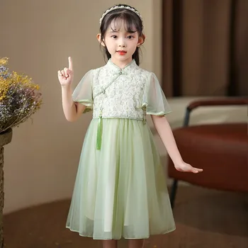 Fete Drăguț Cheongsam Chineză Hanfu Copii Tangsuit Copii Tinutele De Petrecere Qipao Rochie De Mireasa Costum De Anul Nou Haine Cadou