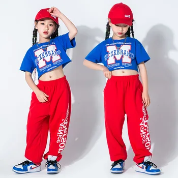 Fete Hip Hop Albastru Tee Street Dance Băieți Literele T-shirt, Pantaloni Haine Seturi de Copii de Vară Cool Tinuta Copilului Costume