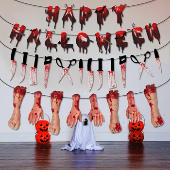 Halloween Teroare Banner Sânge Mână-Picior Cuțit Schelet De Groază Pavilion Trăgând Ghost Festival Decor Happy Halloween Party Decor