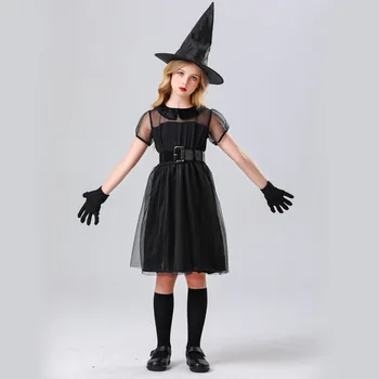 Costume de Halloween pentru Copii Vrajitoare Costume de Vrăjitoare Negru Recuzită Pălării Coswear