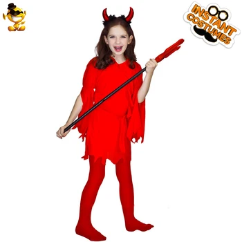 Fete Diavolul Costume Copii Halloween Cosplay Petrecere Îmbrăcăminte Înfricoșător Diavolul Roșu Rochie De Purim Joc De Rol Petrecere