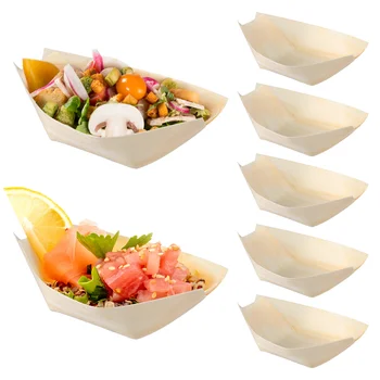 100 Buc Sushi de Unică folosință din Lemn Barca Plăci de Hârtie Feluri de mâncare care Deservesc Tava de Alimentare Recipient Pătrat Mic pentru mese