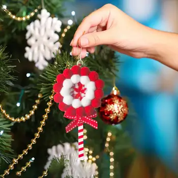 Ornament de crăciun Festive, Decor Acasă Colorate Acadea în formă de Pom de Crăciun Pandantive cu Potrivire Arcuri Dungi Petrecere de Vacanță