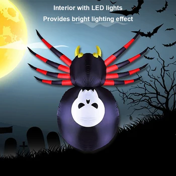 Gonflabile Aer Suflat de Păianjen cu Lumina LED-uri Păianjen de Jucărie Modelul 1.6 M Festivalului Tema Windproof pentru Halloween Acoperis, Curte Gazon Patio