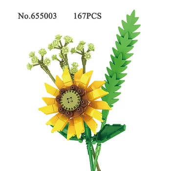 Romantic Floarea-soarelui Buchet de Flori Kit Bloc Cărămizi de Jucărie DIY Creative Plante Constructii Blocuri Jucarii Cadouri Prietena