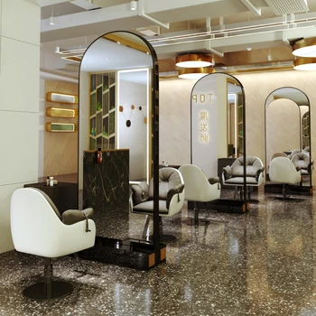 Frizerie Jingtai salon de coafura tunsoare magazin oglindă cu LED-uri cu lumina single și duble față-verso oglindă podea