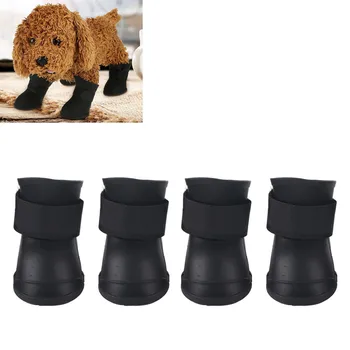 4buc/Set animale de Companie Ploaie Pantofi Caine Pisica Silicon Anti-Alunecare Boot Câini Pisici Picior Acoperi Catelus Șosete Impermeabile Mici Câini de talie Medie