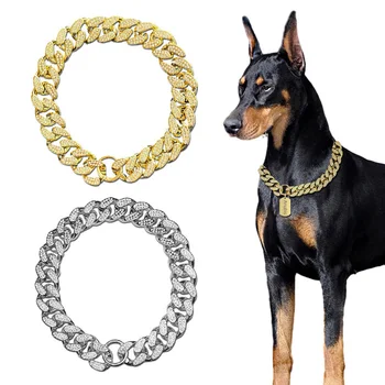 Plastic ABS Guler de Câine Lanț de Diamante Stralucesc Bulldog Colier Pisica Coliere Accesorii pentru animale de Companie Mici Mijlocii Mari Câini de Aur