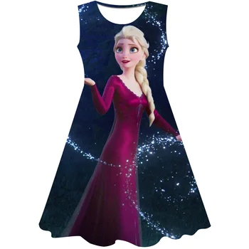 Disney Frozen Elsa Rochie 3D Imprimate Fata Rochie de Printesa de Ziua de Crăciun Rochie de Petrecere de Vară pentru Copii Rochie de Fată Costum 2023
