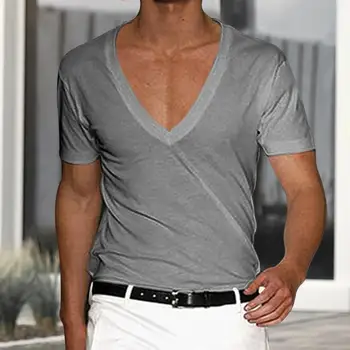 Topuri pentru Bărbați Blând pentru Piele T-shirt Rămâne Rece Confortabil cu Bărbați V-neck Teuri Stil Minimalist Rapid-uscat pentru All-meci
