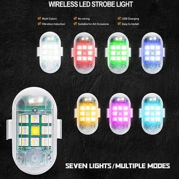 Wireless LED-uri Lampa de Avertizare 7 Culori Auto Biciclete Intermitent Anti-coliziune, Telecomanda Lumini Stroboscopice pentru Masina Motocicleta