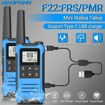 2 buc Baofeng Mini Walkie Talkie F22 PMR446 FRS Licență-free Portabil cu Display LCD VOX Radio bidirecțional de Tip C Încărcător Pentru Camping