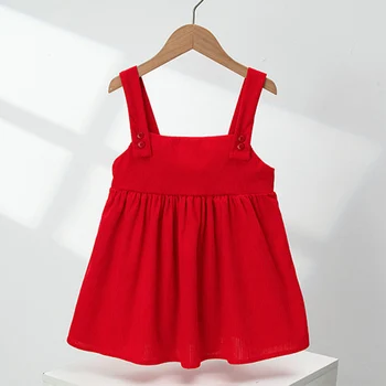 Toddler Girls Dress Fără Mâneci De Culoare Rosu Toamna Iarna Printesa De Craciun Tip Boutique De Îmbrăcăminte Pentru Copii