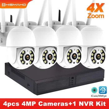 4BUC Camera IP Cu NVR Recorder Kit 2K 4MP în aer liber, WIFI Protecție de Securitate CCTV de Supraveghere Video PTZ de Detectare a Omului Icsee