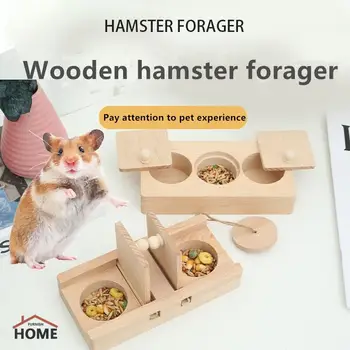Hamster Alimente Cutie Mai Multe Specificatii Animal Mic Snack Placă De Bambus Și Lemn Alimentator Peisaj De Decorare Alimente Pentru Animale De Companie Placa