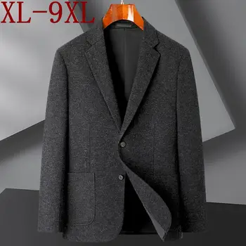 9XL 8XL 7XL Nou Mens Lână Sacouri Masculine Sacou Supradimensionat de Afaceri Solid Casual Jacheta de Iarna pentru Bărbați Îmbrăcăminte de Nuntă Costum Haina