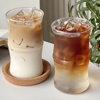 Simplu de Mare valoare Sticlă Ceașcă Ceașcă de Bambus Gheață American Latte Desert Lapte Cupa Restaurant Rezistent la Temperaturi Ridicate Bea Cupa