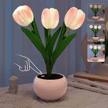 CALD LED Tulip Lampă de Masă Simulare Flori de Lumina de Citit Atmosfera Romantica Lampa de Birou Cadouri Creative Lumina de Noapte Pentru Cafenea Decor