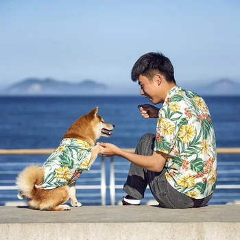 Tricou de vara Plaja Casual Cămașă cu mânecă Scurtă câine de Companie Haine Proprietarii și Câini de Companie Haine