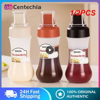 1/2 BUC de Înaltă Calitate 350ml 5 Gauri Stoarce Condiment Sticle Cu Solzi de Plastic Sos de Sticle De Ketchup Muștar Salata