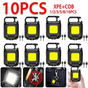 1-10buc XPE Mini Breloc cu Lumină LED COB Lumina de Lucru cu Lanterna USB Reîncărcabilă Impermeabil pentru aer liber Camping de Urgență Lămpi
