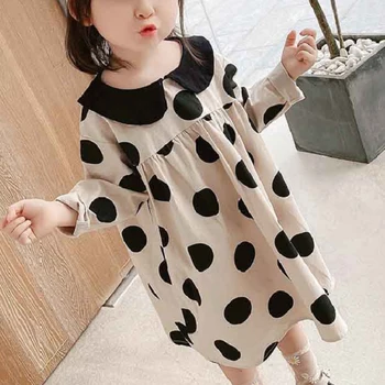 Sodawn 2023 Toamna Copii Haine Cu Maneca Lunga Mari Dot Model De Rochie Casual Pentru Haine Fata Copil Haine