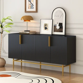 Modern, Elegant, cu 4 usi Bufet de Aur Mâner Metalic tip Bufet Cabinet pentru Sala de Mese, Living