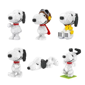 Snoopy Anime Cifre Blocuri De Jucărie Kawaii Micro Diy Puzzle A Asambla Jucării Daimond Cărămizi De Acțiune Pentru Copii Cadouri