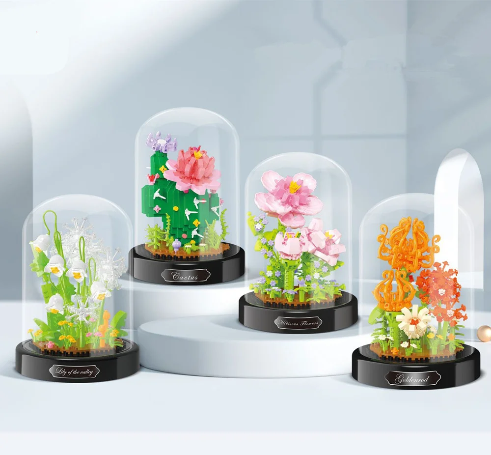2023 Oraș Creativitatea Buchet De Flori Suculente Plante De Ghiveci Model De Mini Blocuri Caramizi Jucării Pentru Copii Cadouri - 1